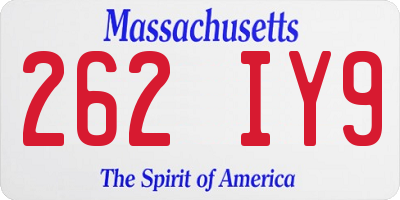 MA license plate 262IY9