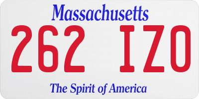 MA license plate 262IZ0