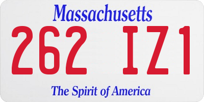 MA license plate 262IZ1