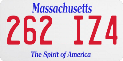 MA license plate 262IZ4