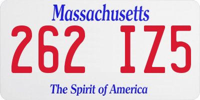 MA license plate 262IZ5