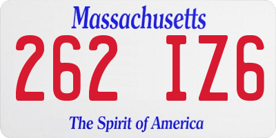 MA license plate 262IZ6