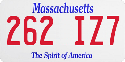 MA license plate 262IZ7