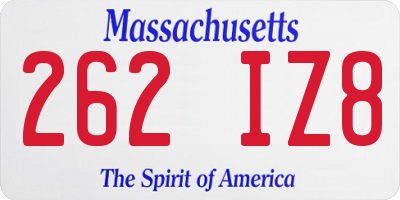 MA license plate 262IZ8