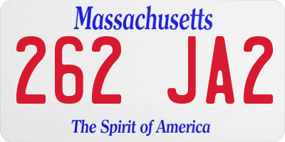 MA license plate 262JA2