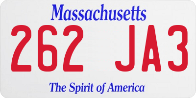 MA license plate 262JA3