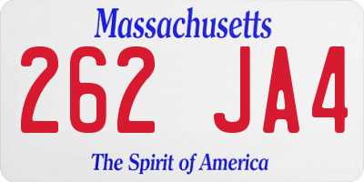 MA license plate 262JA4