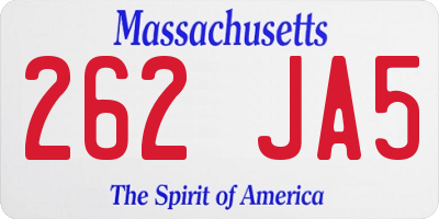 MA license plate 262JA5