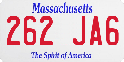 MA license plate 262JA6