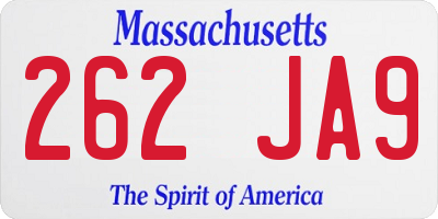 MA license plate 262JA9