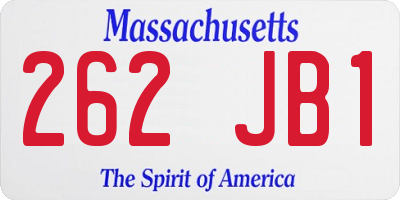 MA license plate 262JB1