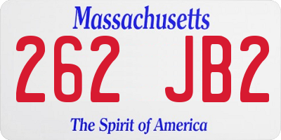 MA license plate 262JB2