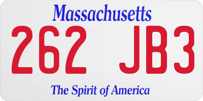 MA license plate 262JB3