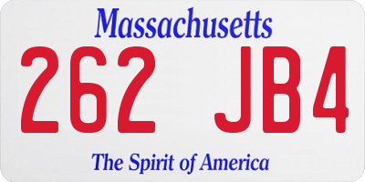 MA license plate 262JB4