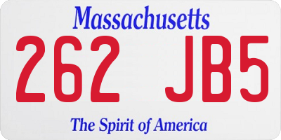 MA license plate 262JB5