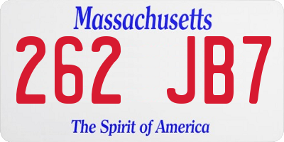 MA license plate 262JB7