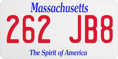 MA license plate 262JB8