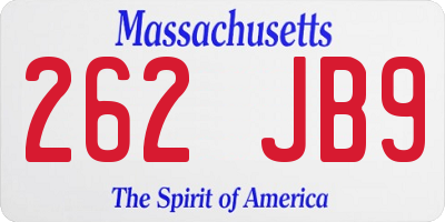 MA license plate 262JB9