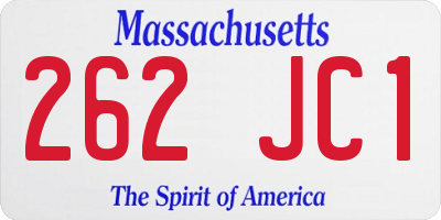 MA license plate 262JC1