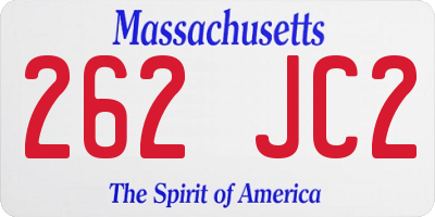 MA license plate 262JC2