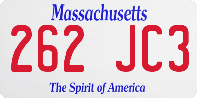 MA license plate 262JC3