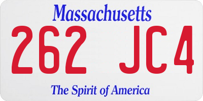 MA license plate 262JC4