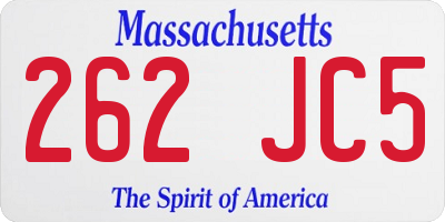MA license plate 262JC5