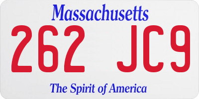 MA license plate 262JC9