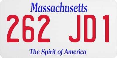 MA license plate 262JD1