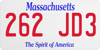 MA license plate 262JD3