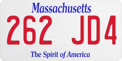 MA license plate 262JD4