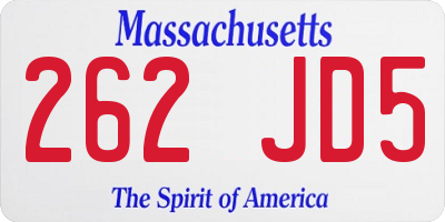 MA license plate 262JD5