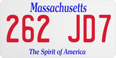 MA license plate 262JD7