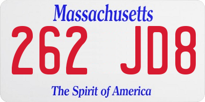 MA license plate 262JD8