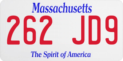 MA license plate 262JD9