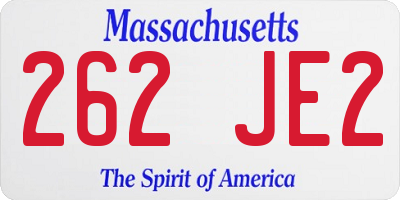 MA license plate 262JE2