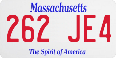 MA license plate 262JE4