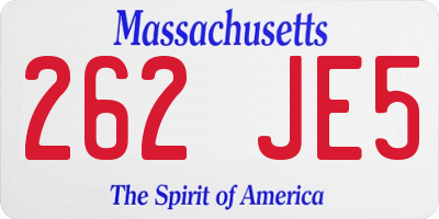 MA license plate 262JE5