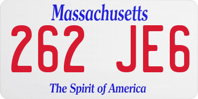 MA license plate 262JE6