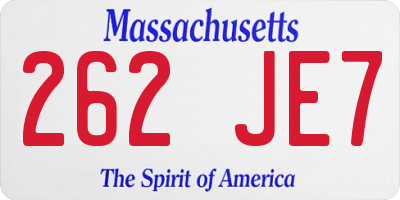 MA license plate 262JE7