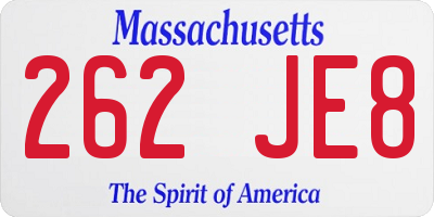 MA license plate 262JE8