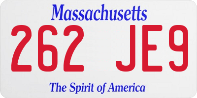 MA license plate 262JE9