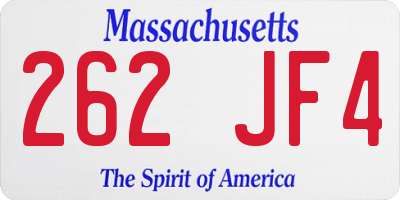 MA license plate 262JF4