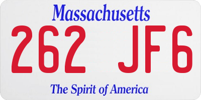 MA license plate 262JF6