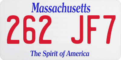 MA license plate 262JF7
