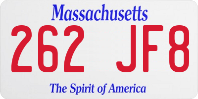 MA license plate 262JF8