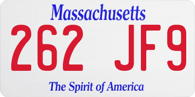 MA license plate 262JF9