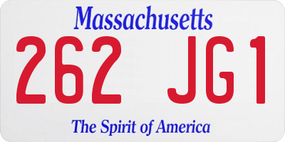 MA license plate 262JG1