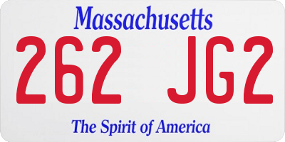 MA license plate 262JG2