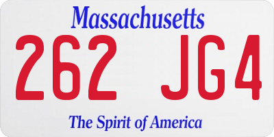 MA license plate 262JG4